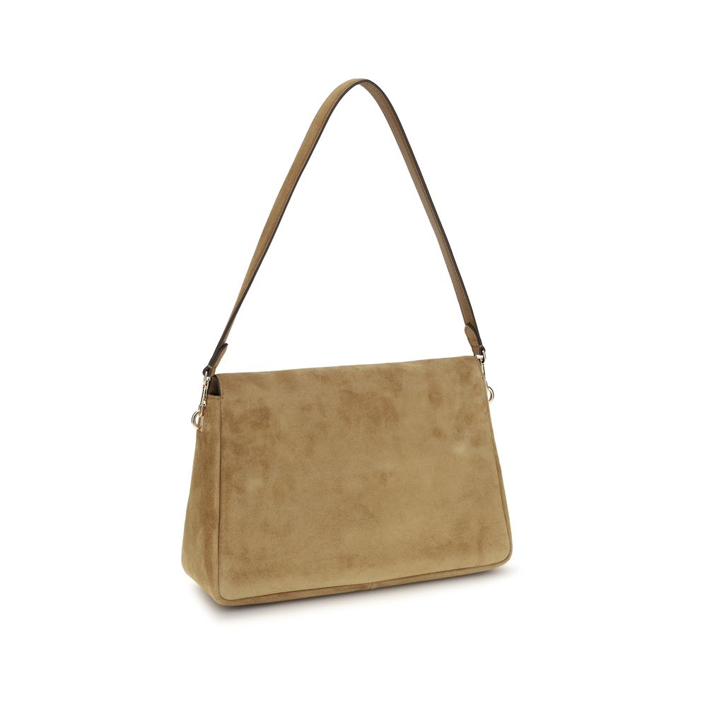 Tory Burch Charlie Suede Shoulder Bag Tan