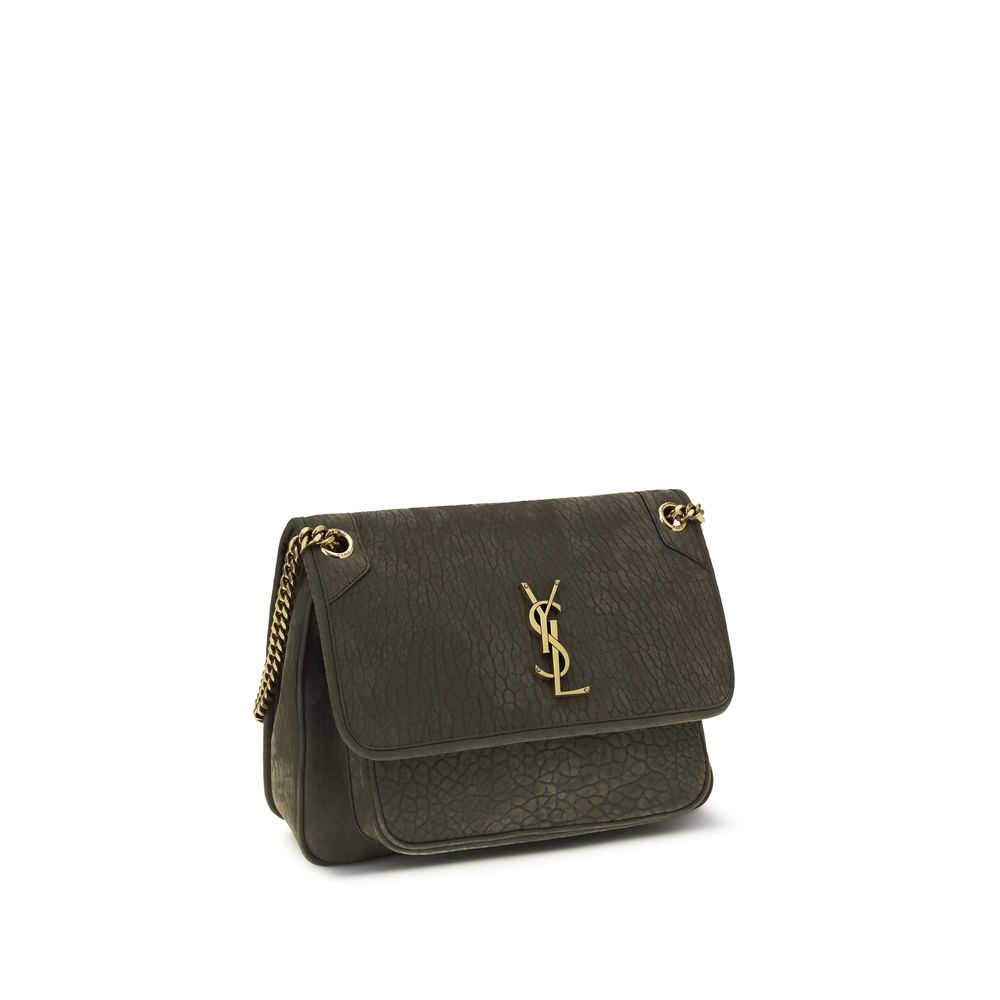 Saint Laurent Niki Large Shoulder Bag in Dark Green Lambskin