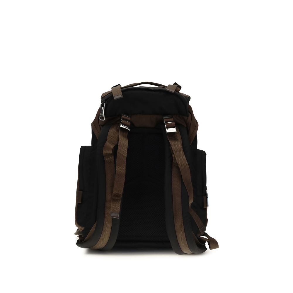 Prada Re-Nylon and Leather Backpack in Brown