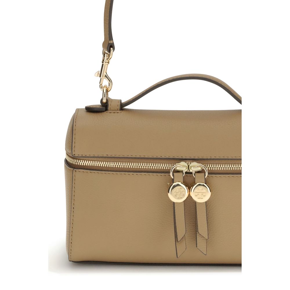 Tory Burch Romy Slim Mini Top Handle Bag Light Umber Pebbled Leather