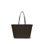 Fendi Roll Medium FF Jacquard Reversible Tote Bag in Tobacco Brown