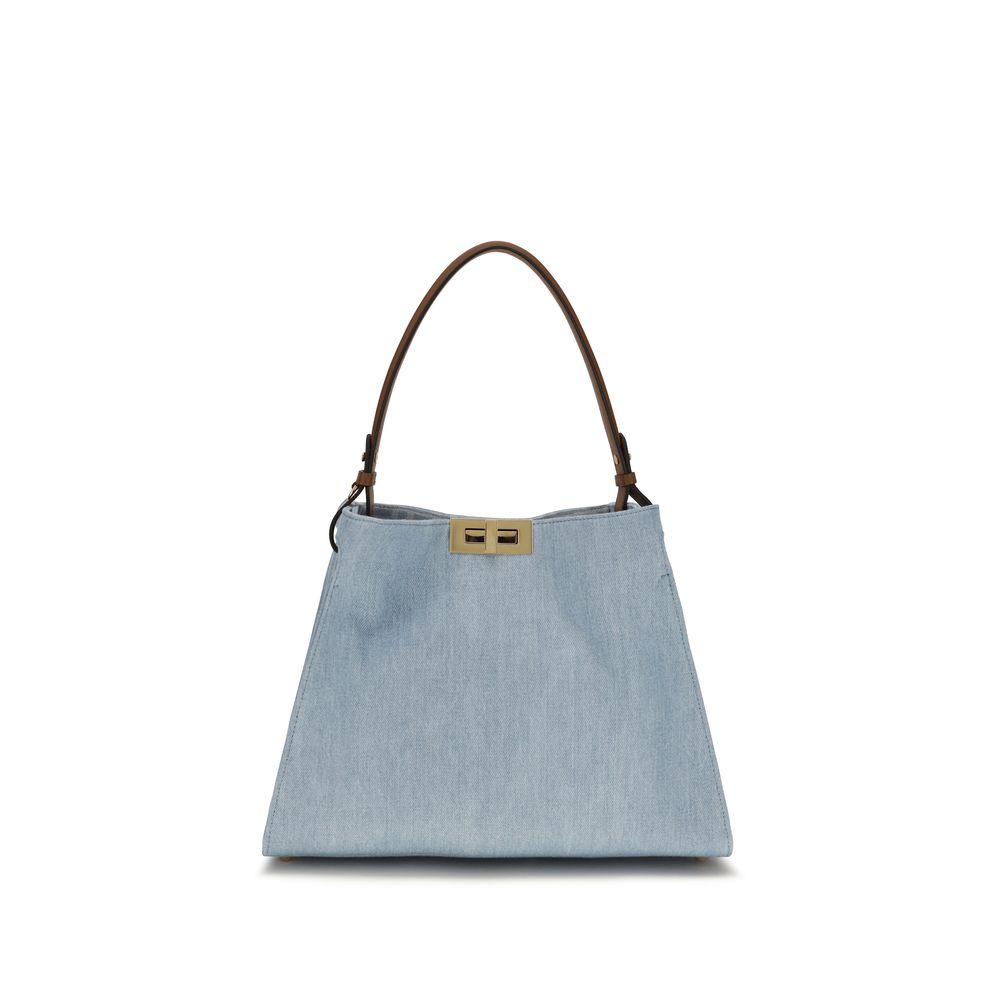 Fendi Way Medium Denim Shoulder Bag in Light Blue