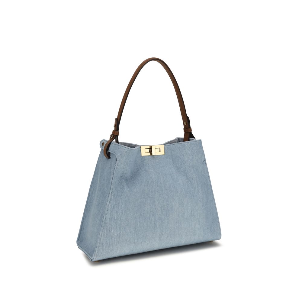 Fendi Way Medium Denim Shoulder Bag in Light Blue