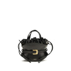 Balmain Shuffle Mini Leather Bucket Bag in Black