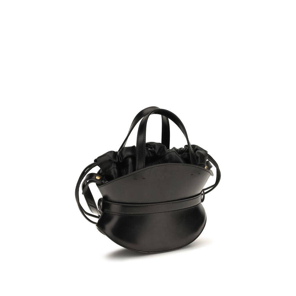 Balmain Shuffle Mini Leather Bucket Bag in Black
