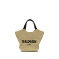 Balmain Mini Crochet Tote Bag in Natural Beige