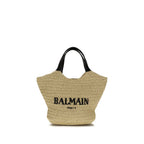 Balmain Mini Crochet Tote Bag in Natural Beige