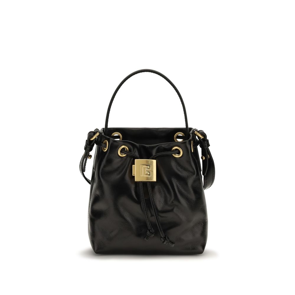 Balmain Pulse Leather Bucket Bag in Black