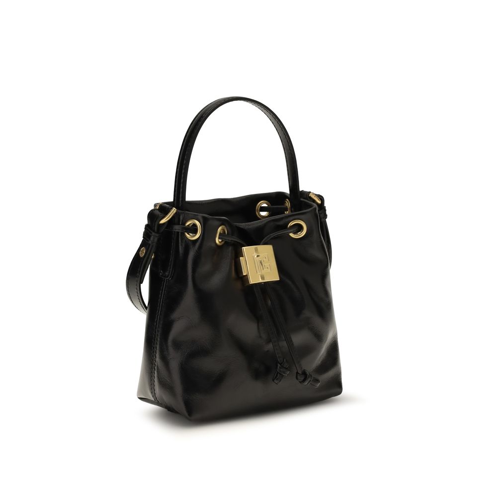 Balmain Pulse Leather Bucket Bag in Black