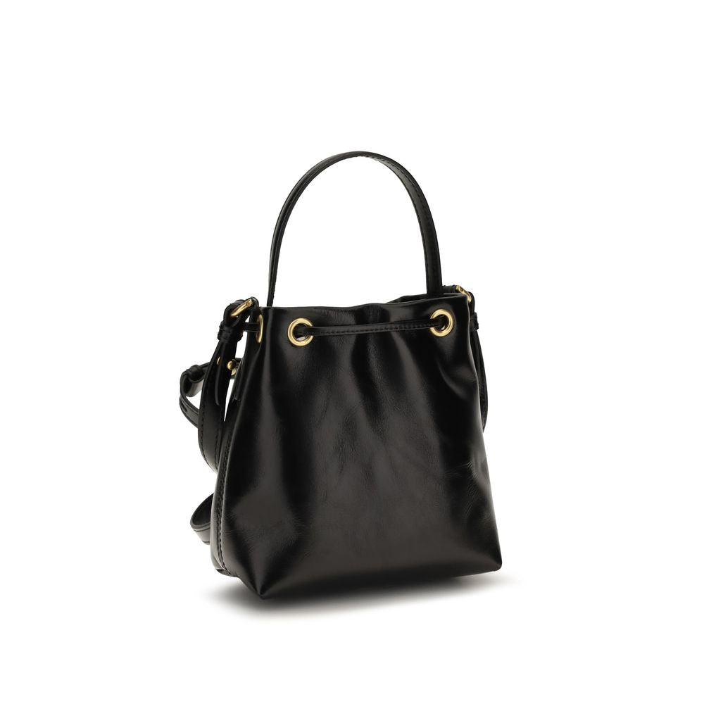 Balmain Pulse Leather Bucket Bag in Black