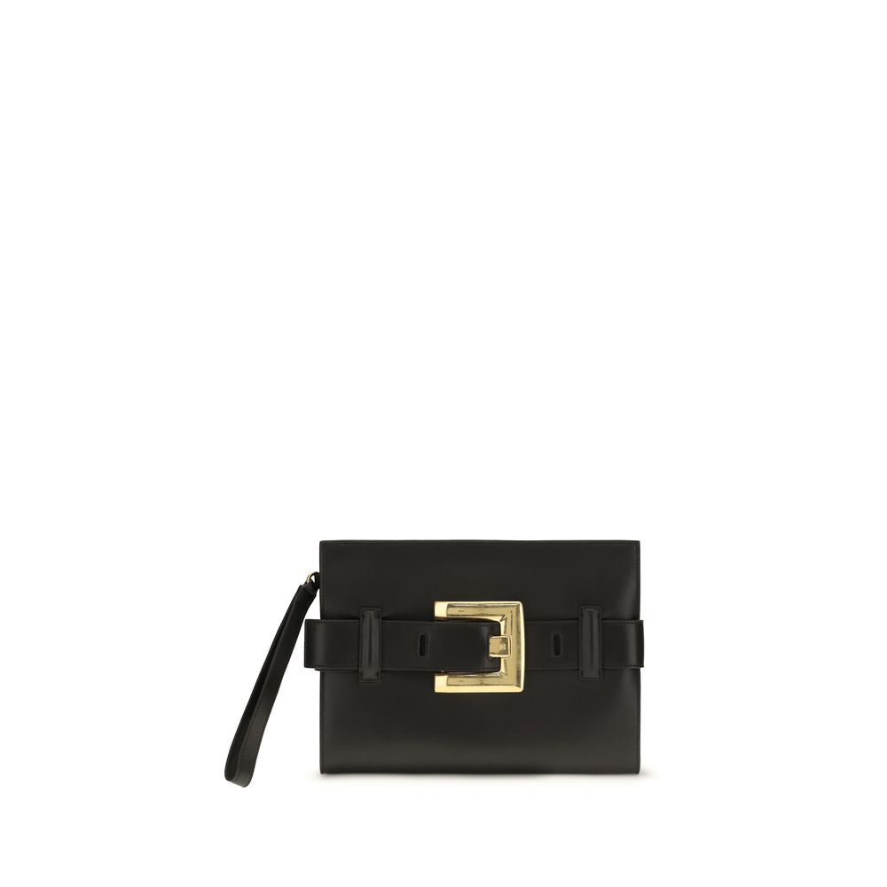 Balmain Anthem Leather Clutch Bag in Black