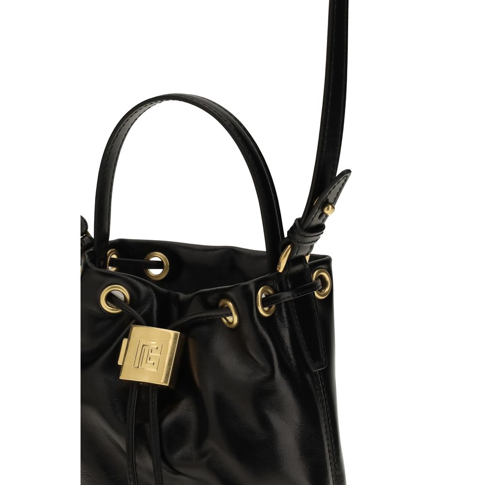 Balmain Pulse Leather Bucket Bag in Black