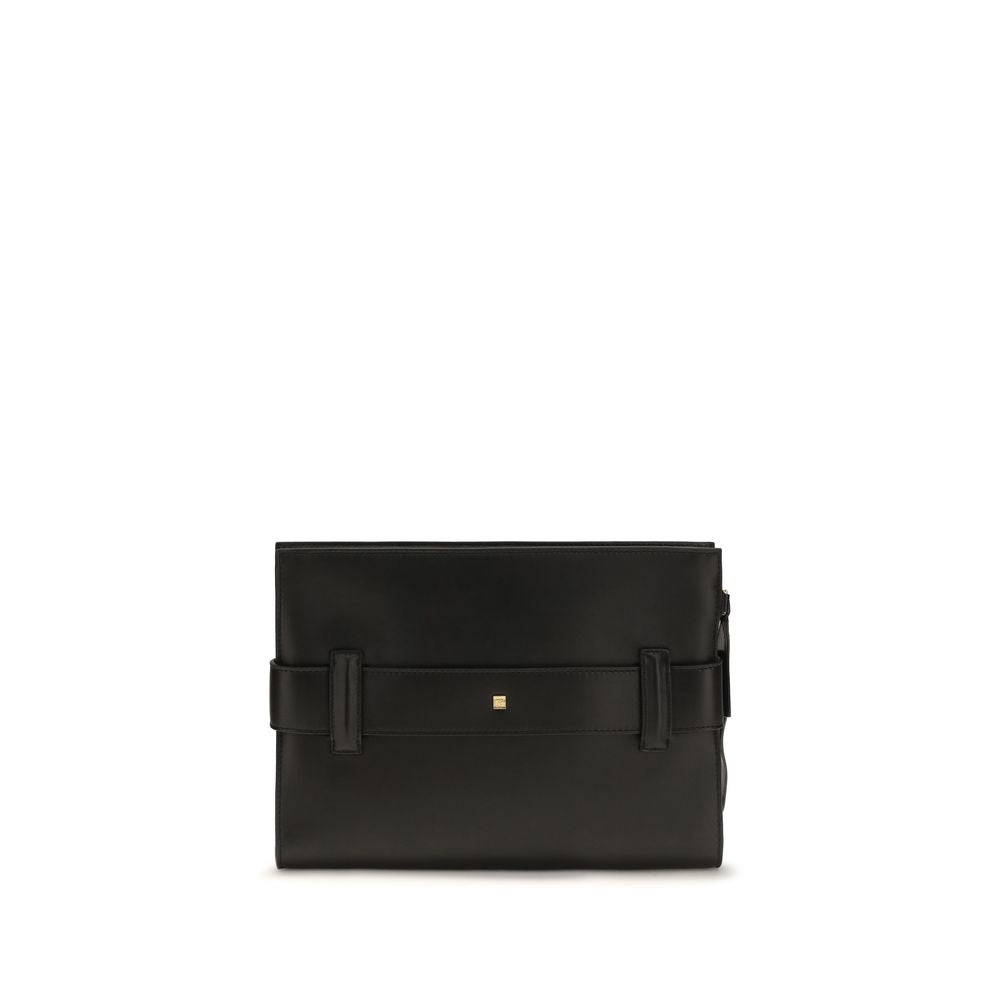 Balmain Anthem Leather Clutch Bag in Black