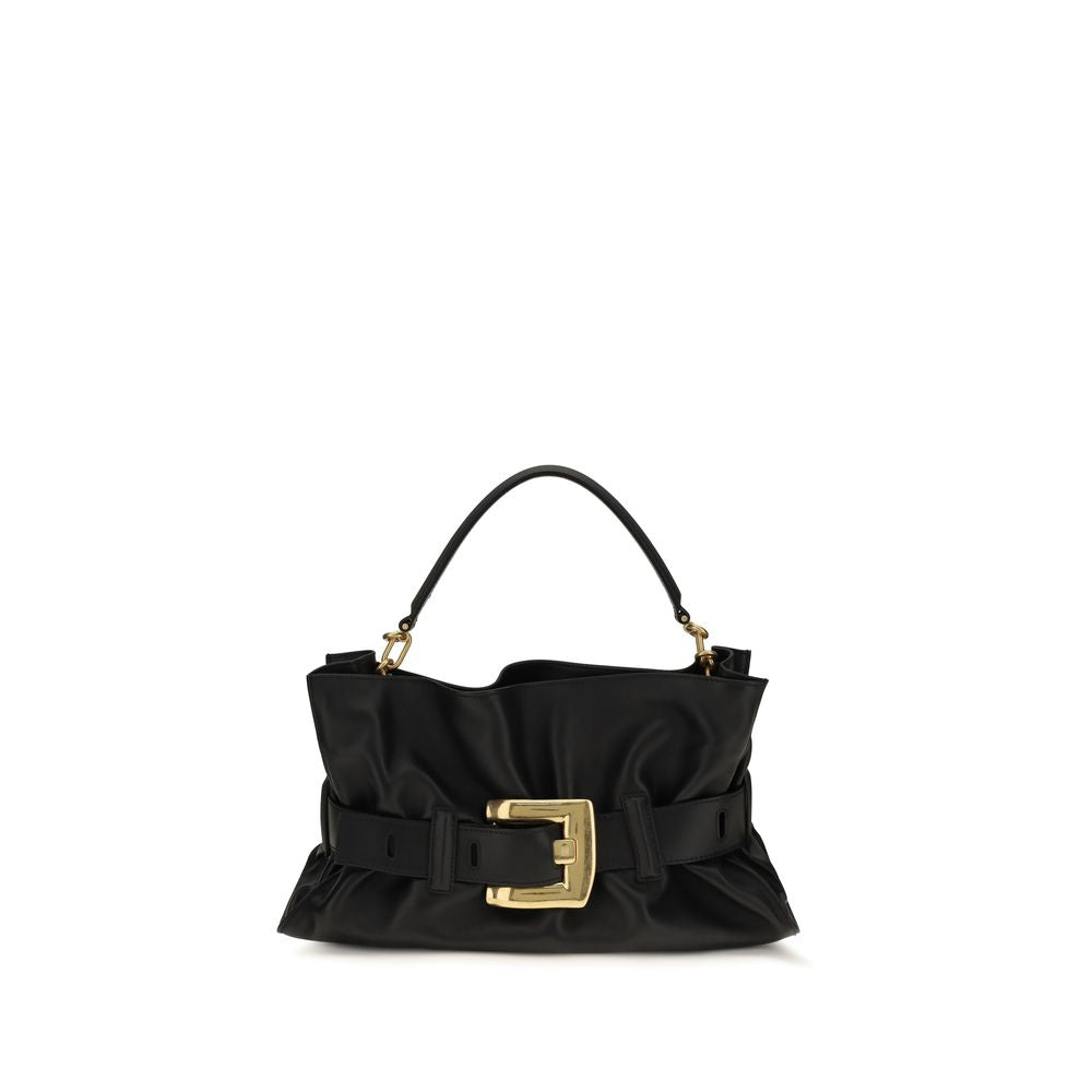 Balmain Medium Anthem Leather Shoulder Bag in Black