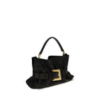 Balmain Medium Anthem Leather Shoulder Bag in Black