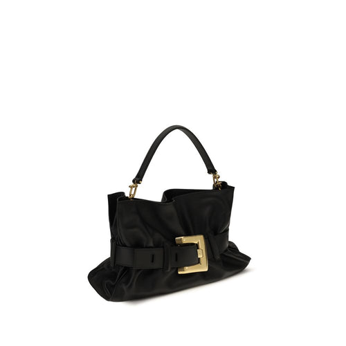 Balmain Medium Anthem Leather Shoulder Bag in Black
