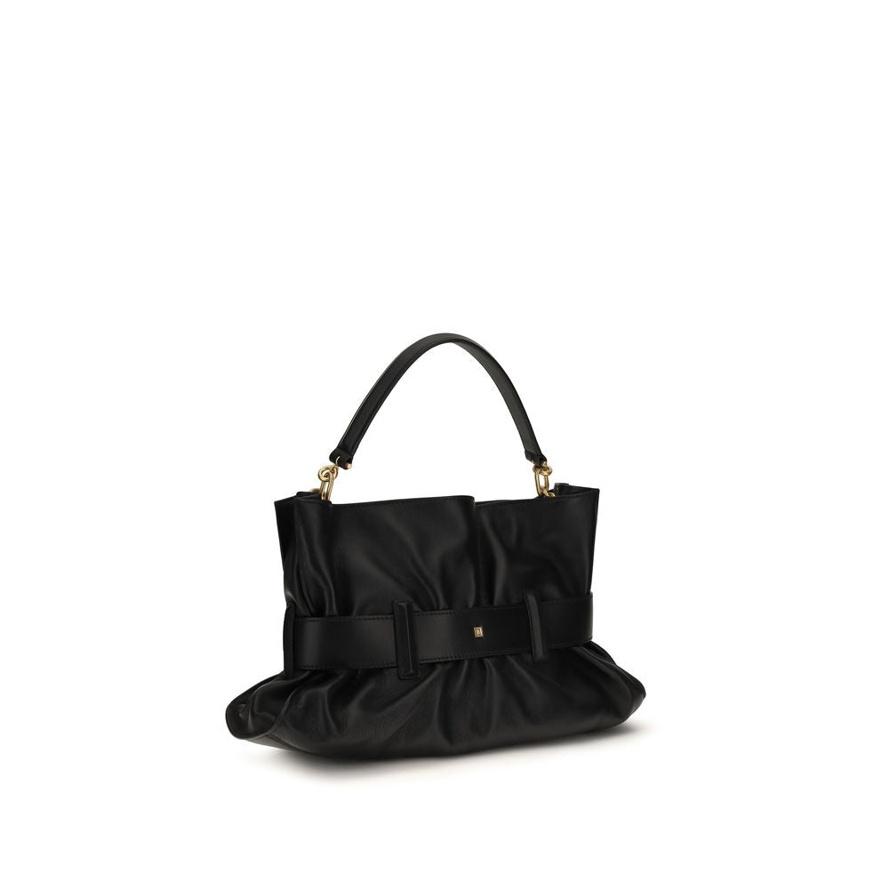 Balmain Medium Anthem Leather Shoulder Bag in Black