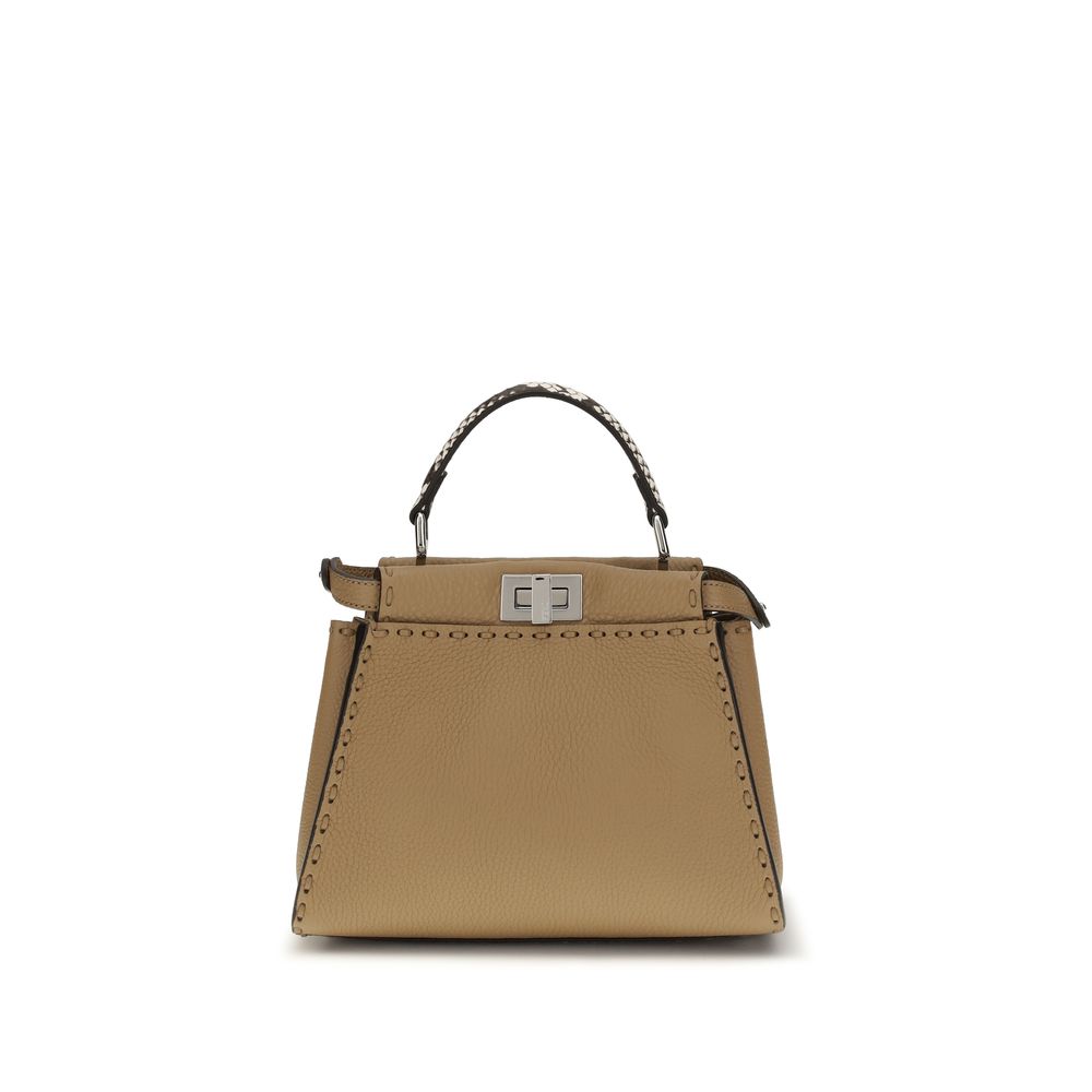 Fendi Peekaboo Mini Selleria Leather Bag in Camel Beige