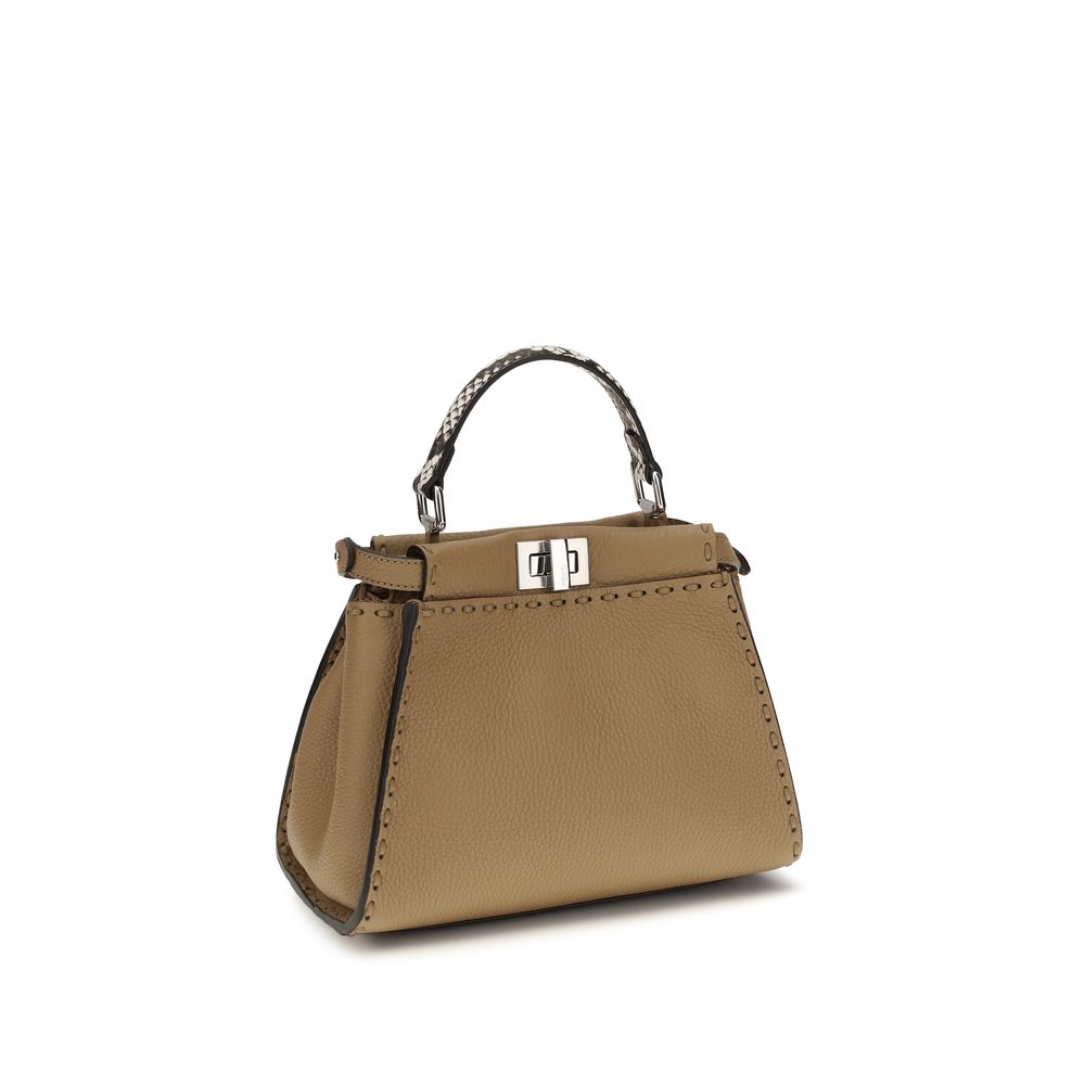 Fendi Peekaboo Mini Selleria Leather Bag in Camel Beige