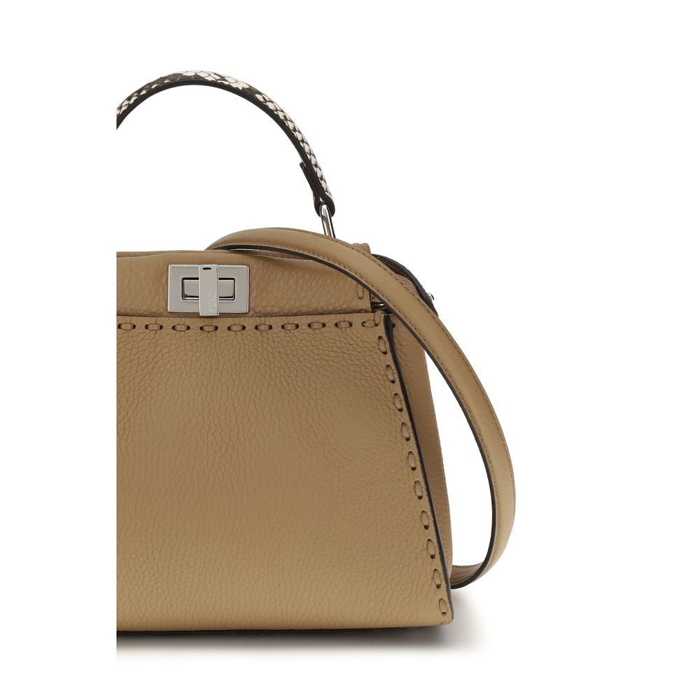 Fendi Peekaboo Mini Selleria Leather Bag in Camel Beige