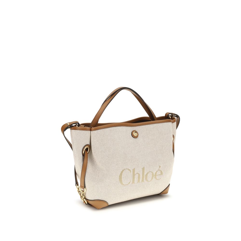 Chloé Clover Logo Canvas Handbag in Beige