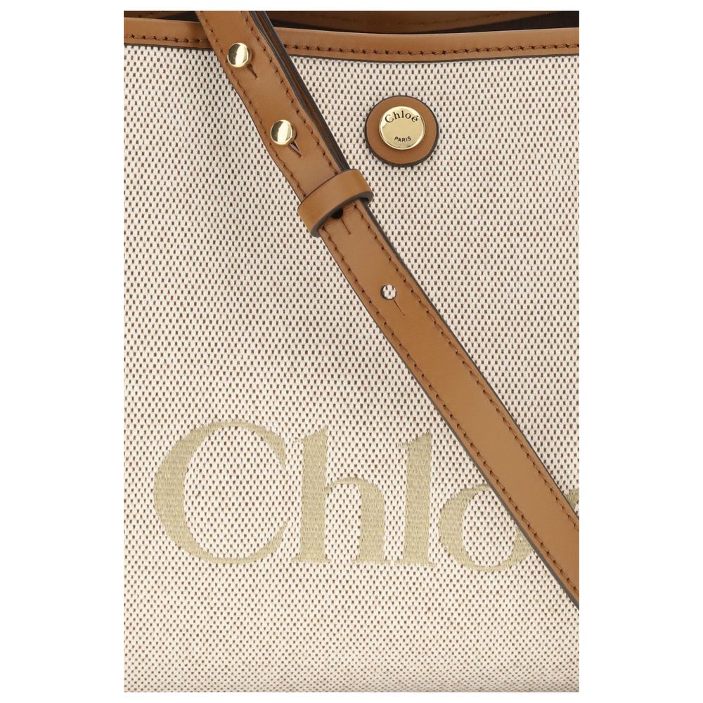 Chloé Clover Logo Canvas Handbag in Beige