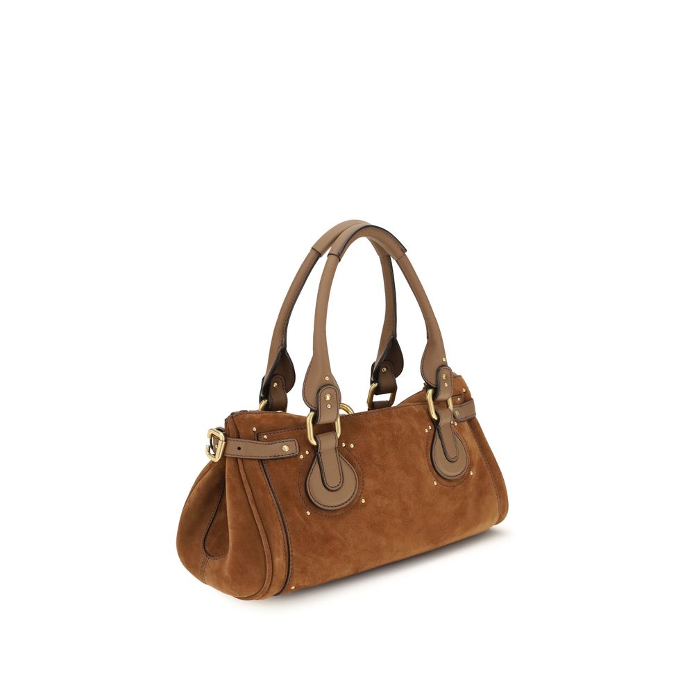 Chloé Paddington Suede Leather Handbag in Tan Brown