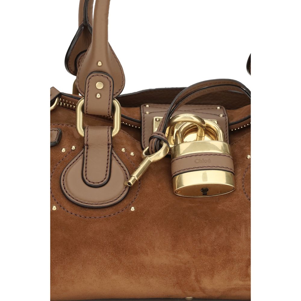 Chloé Paddington Suede Leather Handbag in Tan Brown