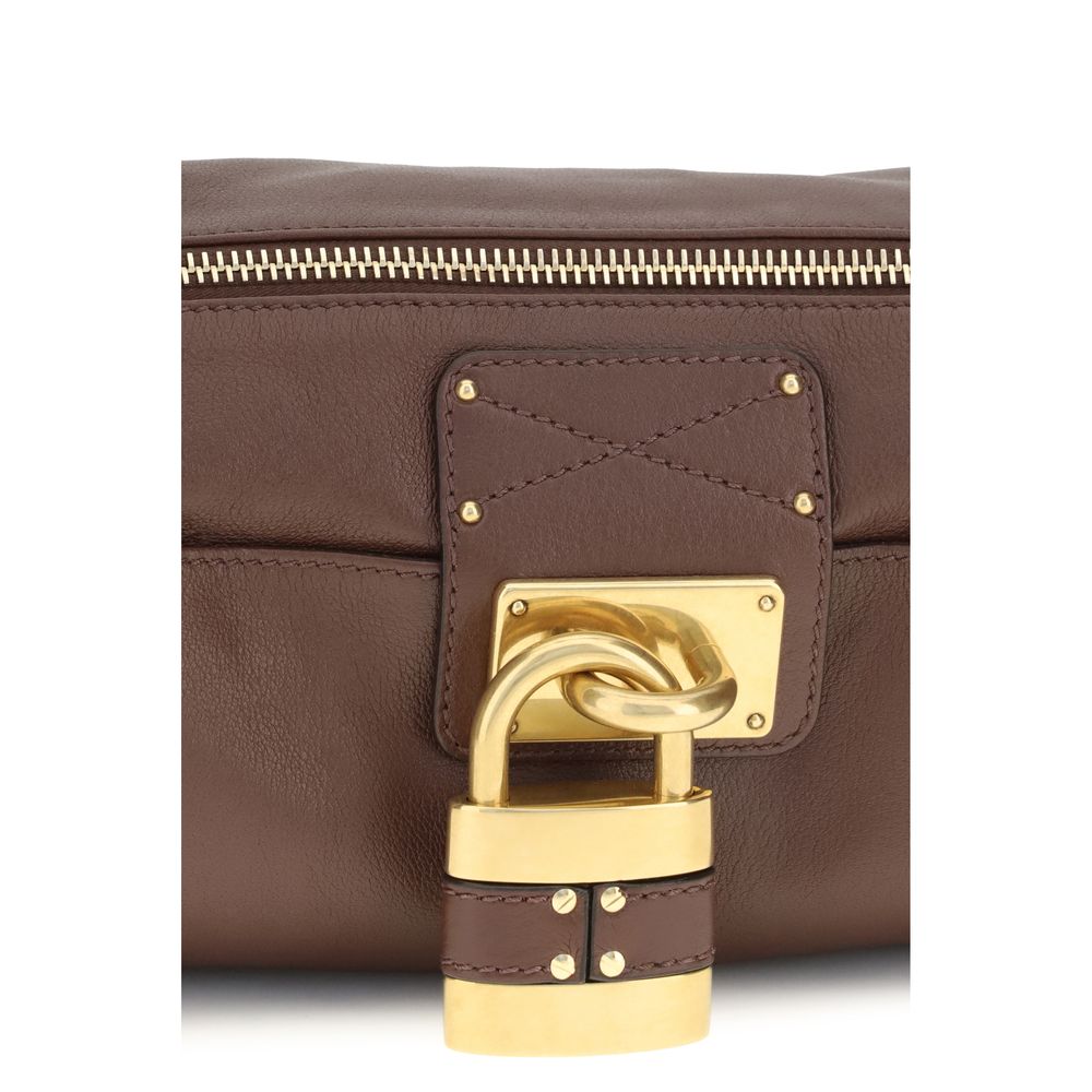 Chloé Small Paddington Leather Shoulder Bag in Sepia Brown