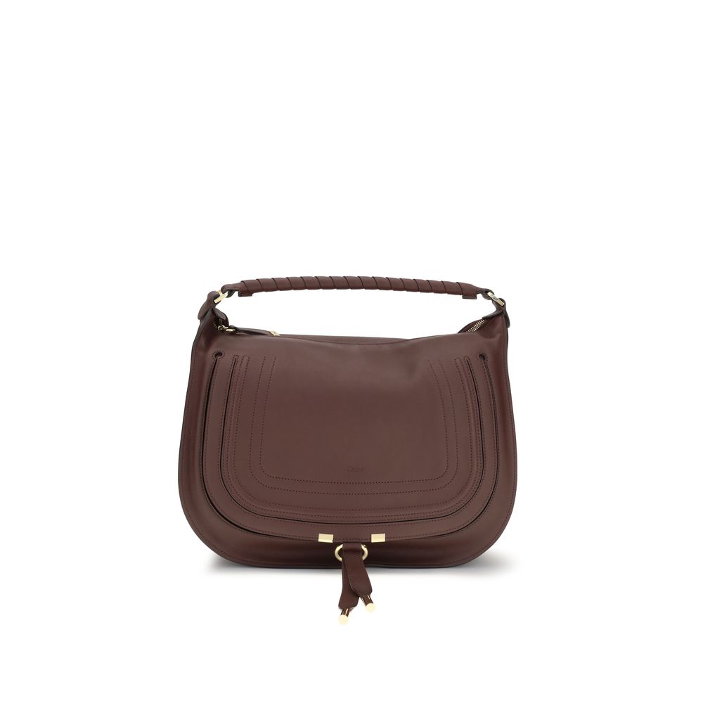 Chloé Marcie Large Leather Shoulder Bag in Sepia Brown
