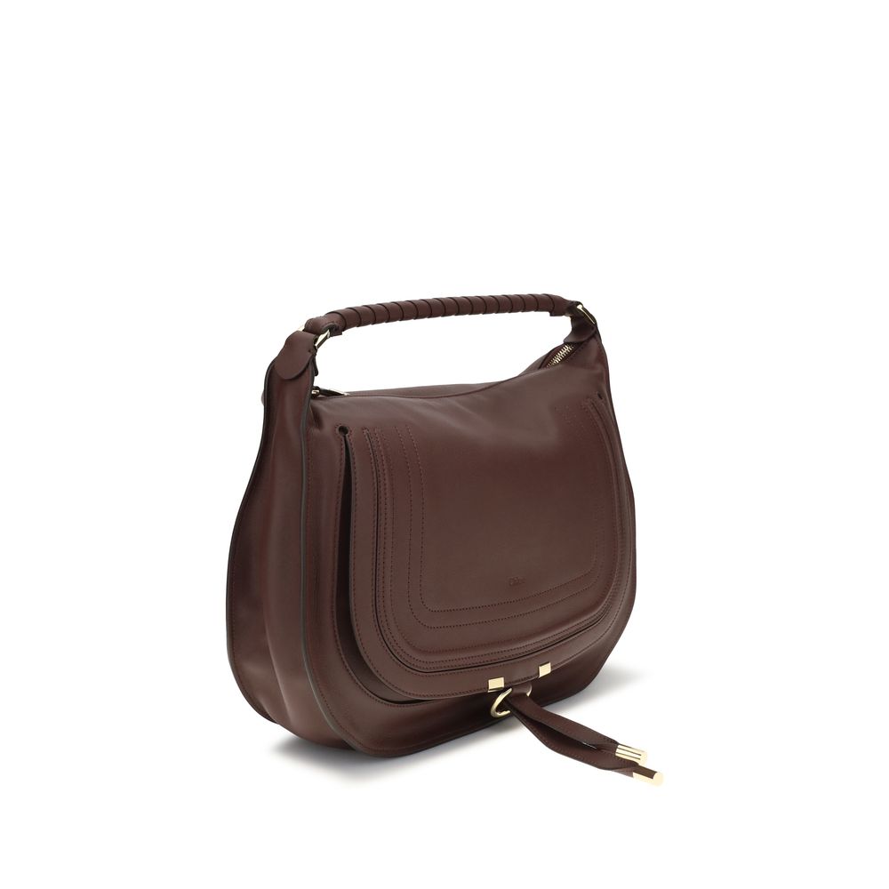 Chloé Marcie Large Leather Shoulder Bag in Sepia Brown