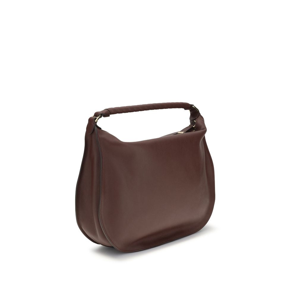 Chloé Marcie Large Leather Shoulder Bag in Sepia Brown