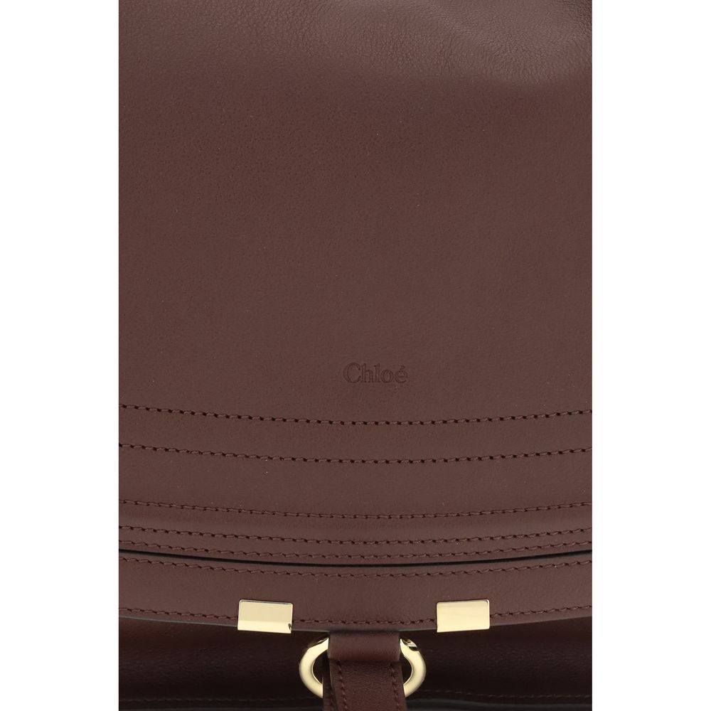 Chloé Marcie Large Leather Shoulder Bag in Sepia Brown