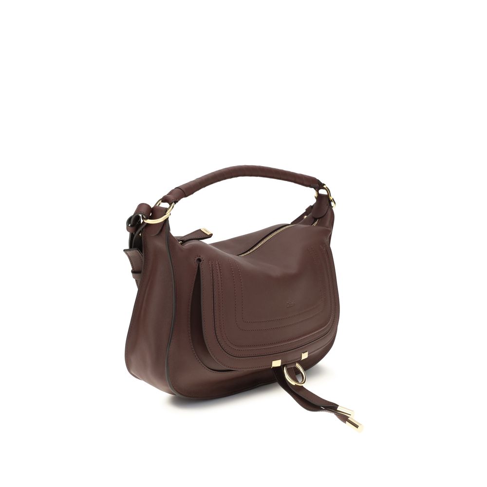 Chloé Marcie Small Leather Shoulder Bag in Bordaux