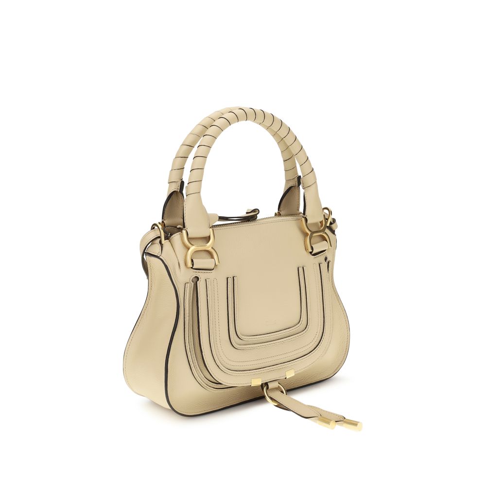 Chloé Marcie Medium Leather Satchel Bag in Soft Beige