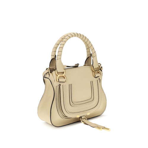 Chloé Marcie Medium Leather Satchel Bag in Soft Beige