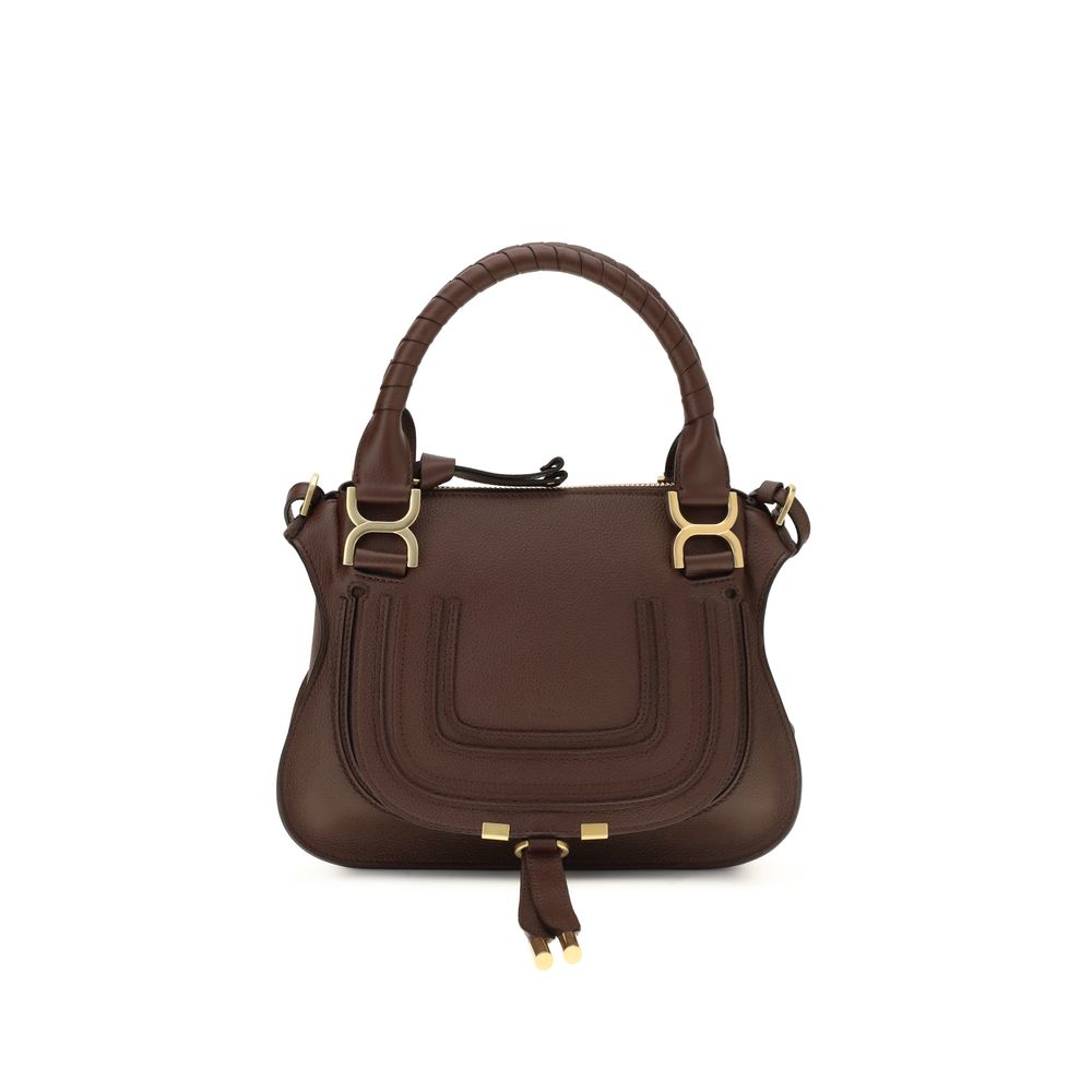 Chloé Marcie Medium Leather Satchel Bag in Dark Brown