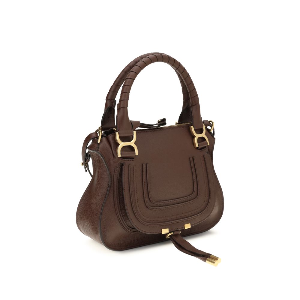 Chloé Marcie Medium Leather Satchel Bag in Dark Brown