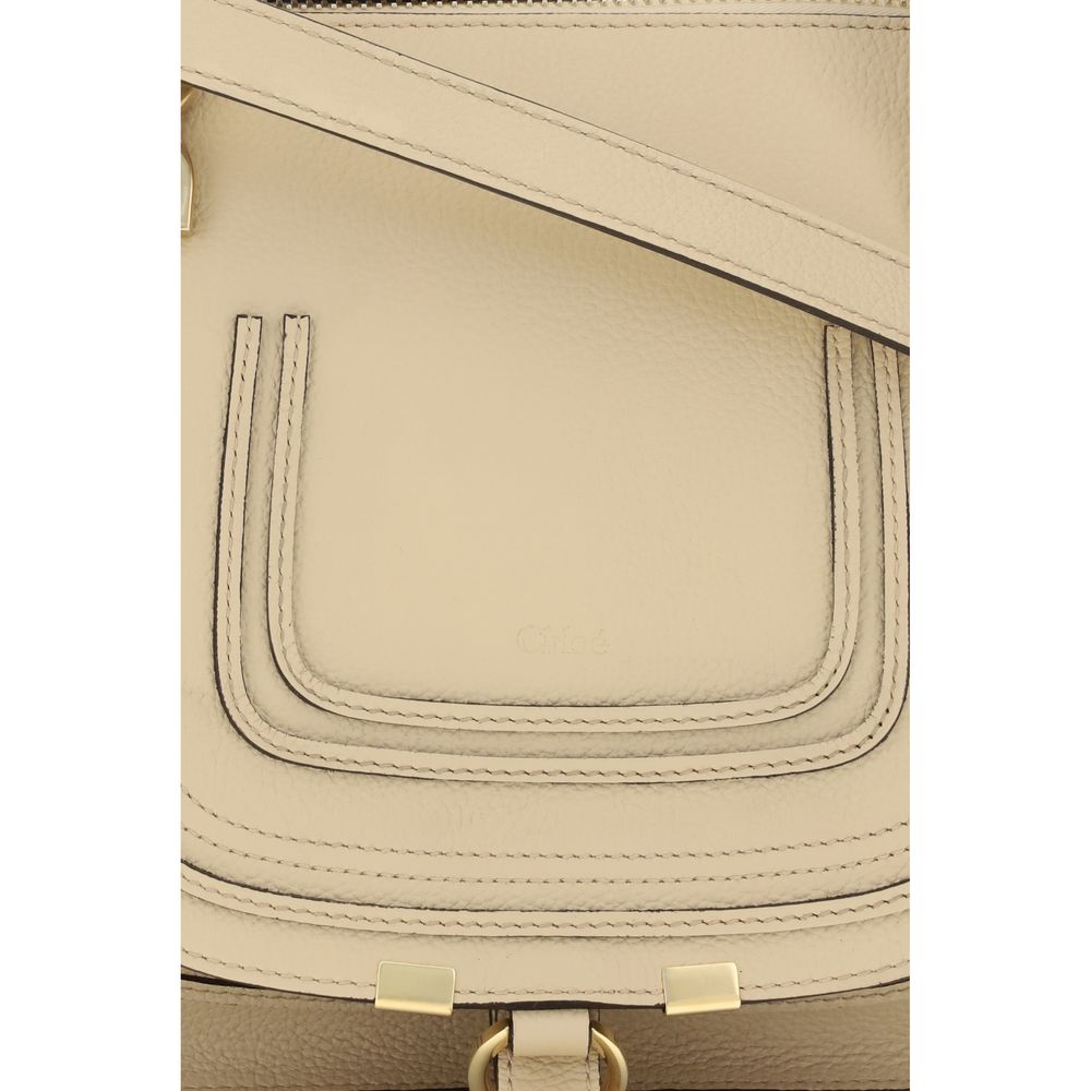 Chloé Marcie Medium Leather Satchel Bag in Soft Beige