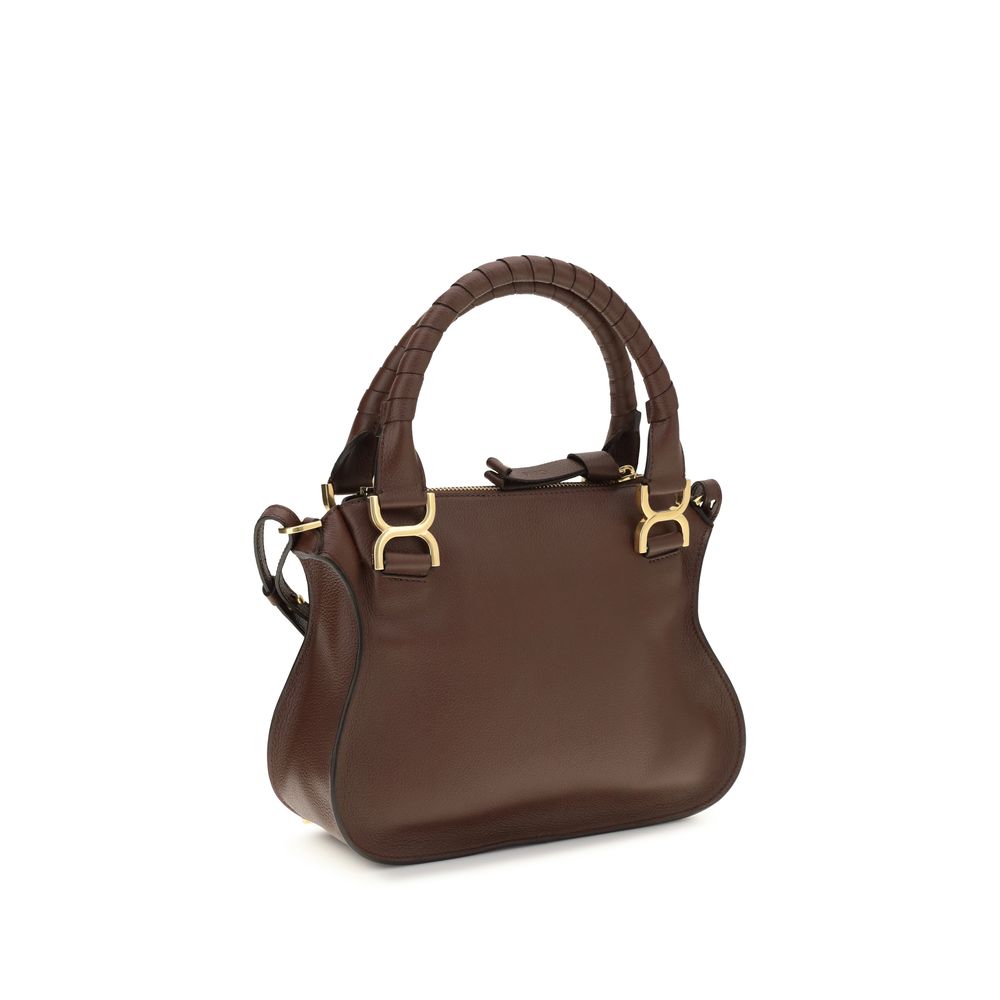 Chloé Marcie Medium Leather Satchel Bag in Dark Brown