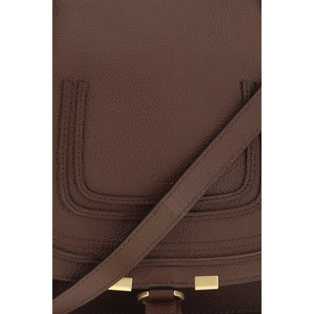 Chloé Marcie Medium Leather Satchel Bag in Dark Brown