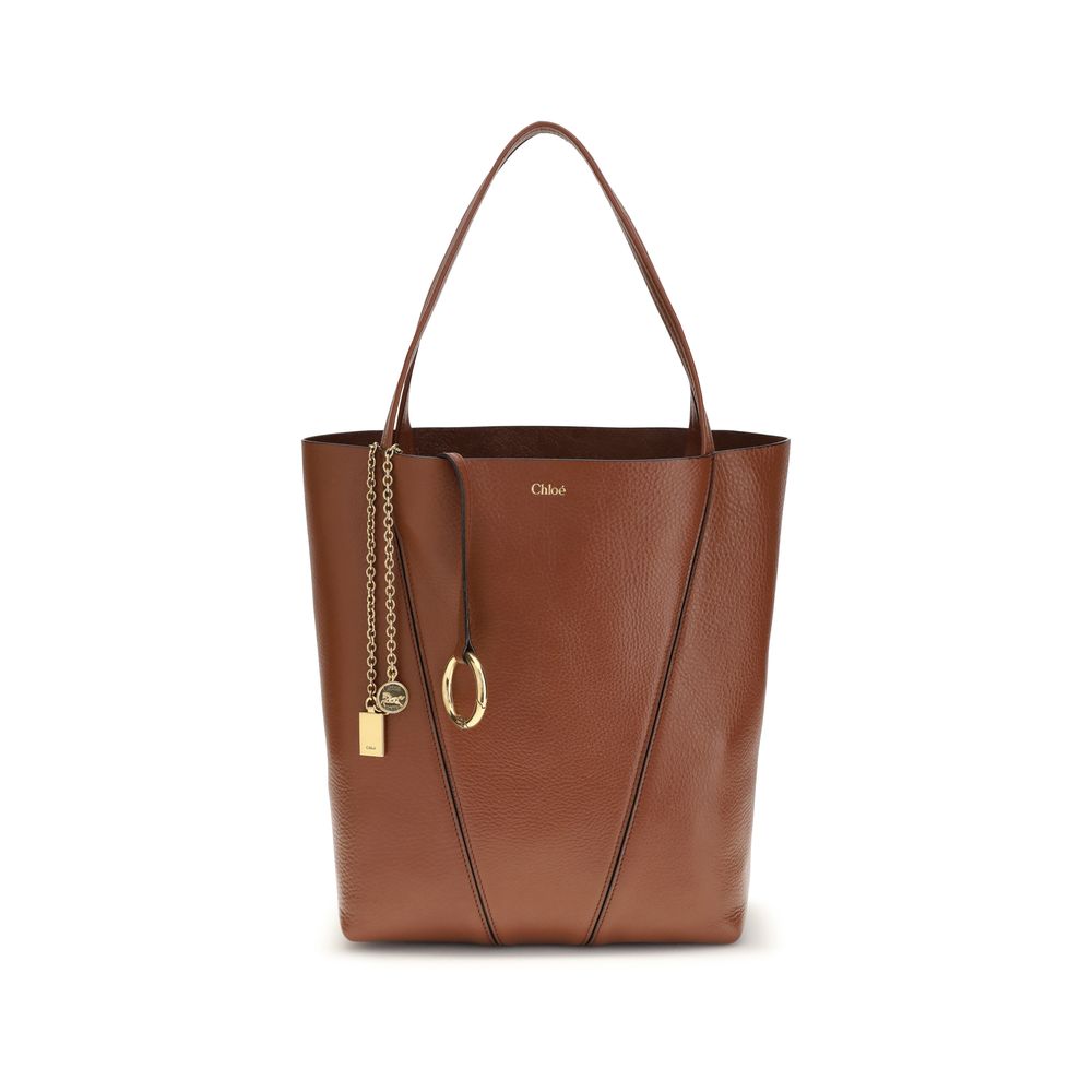 Chloé Spin Small Leather Bucket Shoulder Bag in Caramel Brown