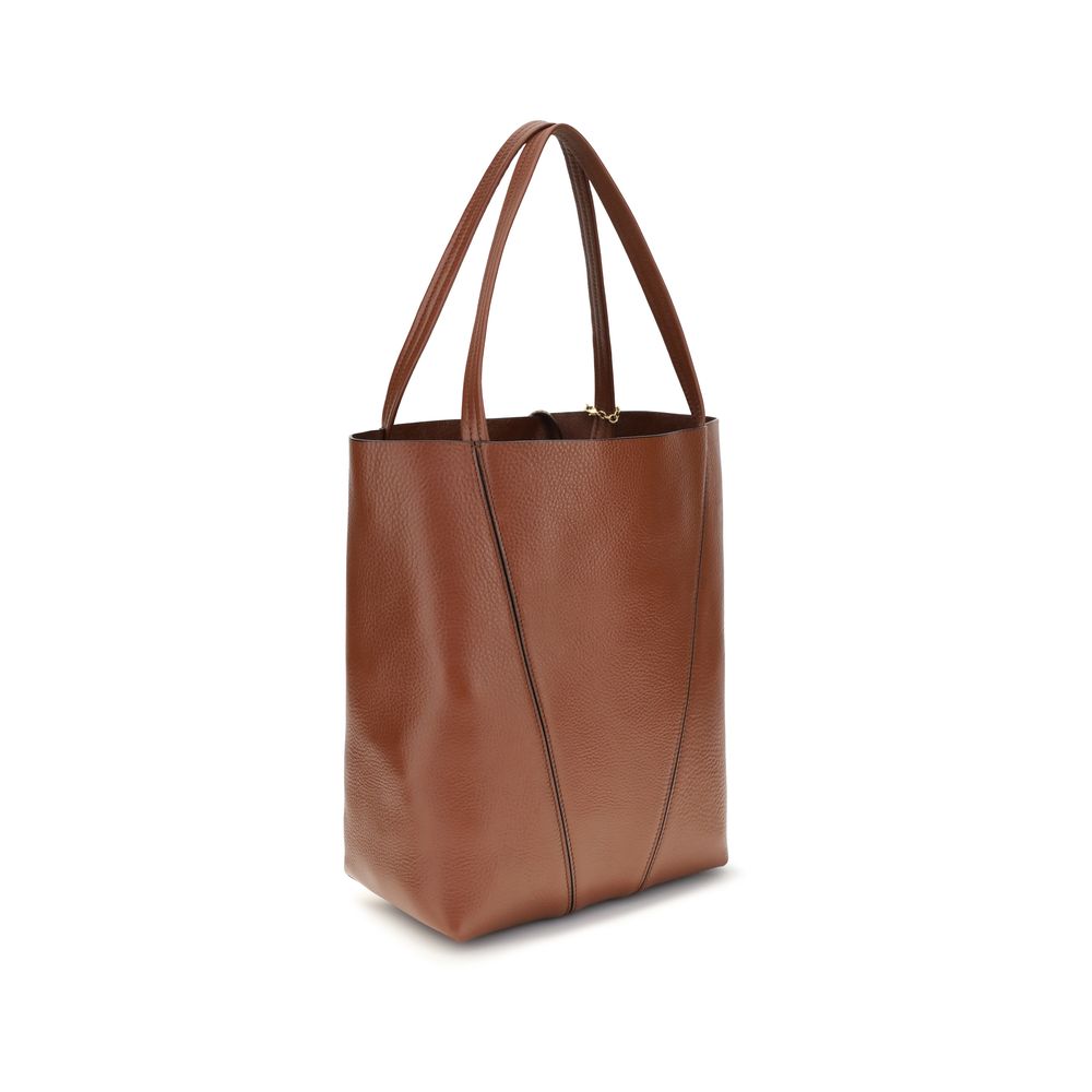 Chloé Spin Small Leather Bucket Shoulder Bag in Caramel Brown