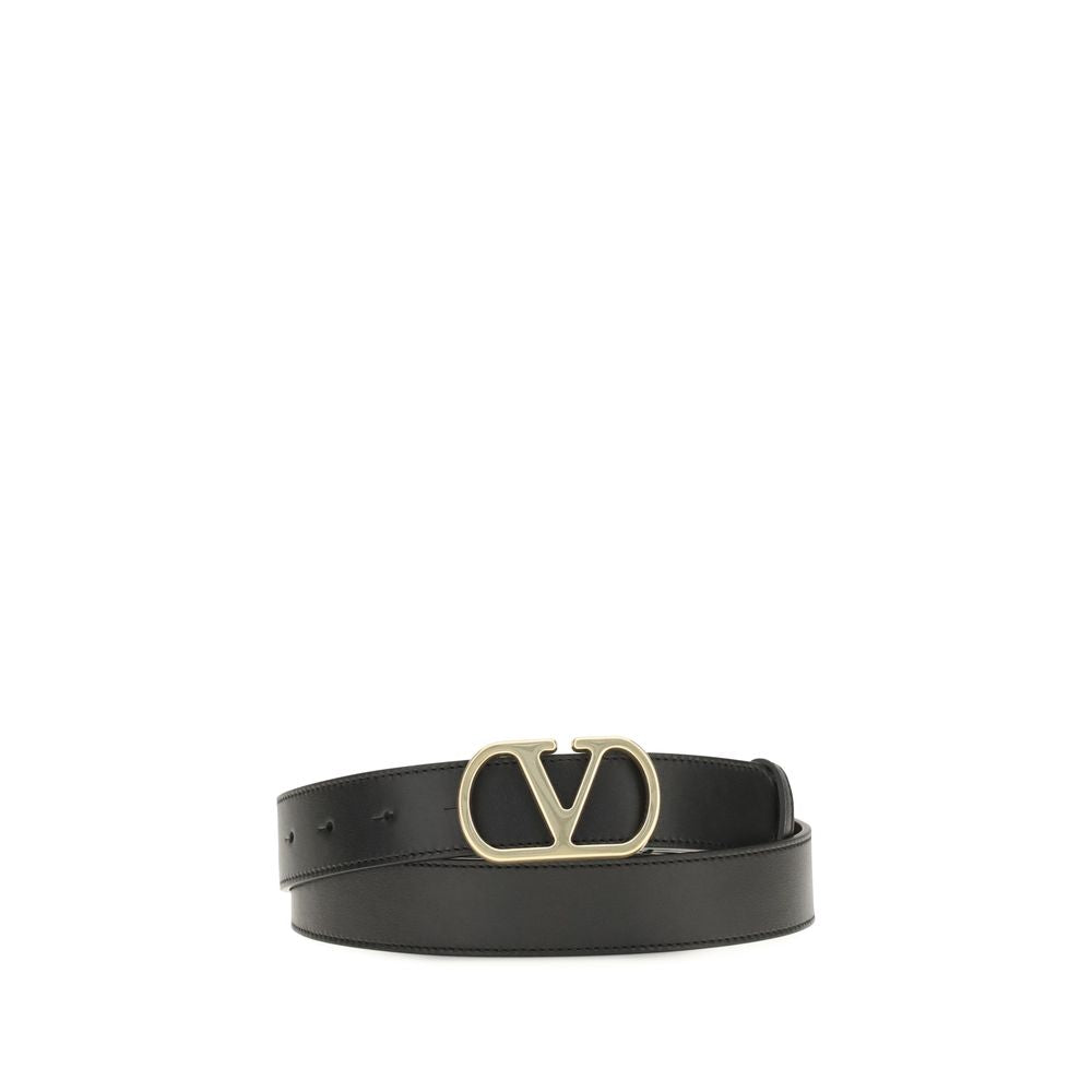 Valentino Garavani VLogo Black Leather Belt