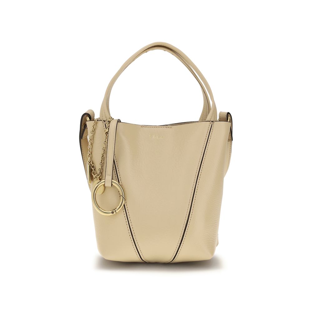 Chloé Spin Small Leather Bucket Shoulder Bag in Soft Beige
