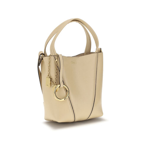 Chloé Spin Small Leather Bucket Shoulder Bag in Soft Beige