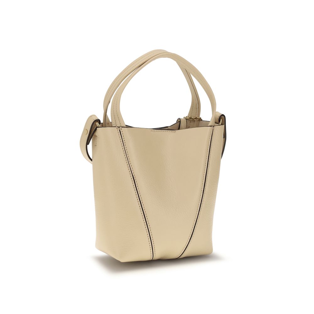 Chloé Spin Small Leather Bucket Shoulder Bag in Soft Beige