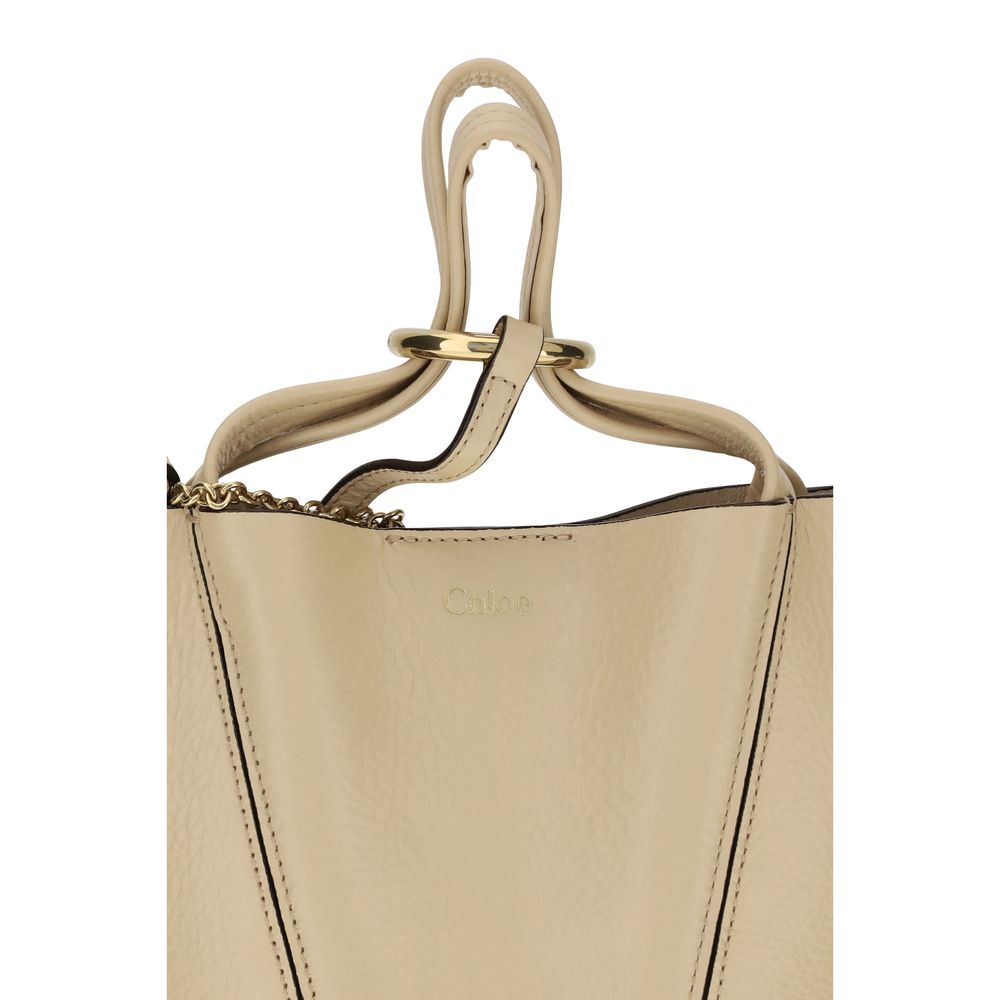 Chloé Spin Small Leather Bucket Shoulder Bag in Soft Beige