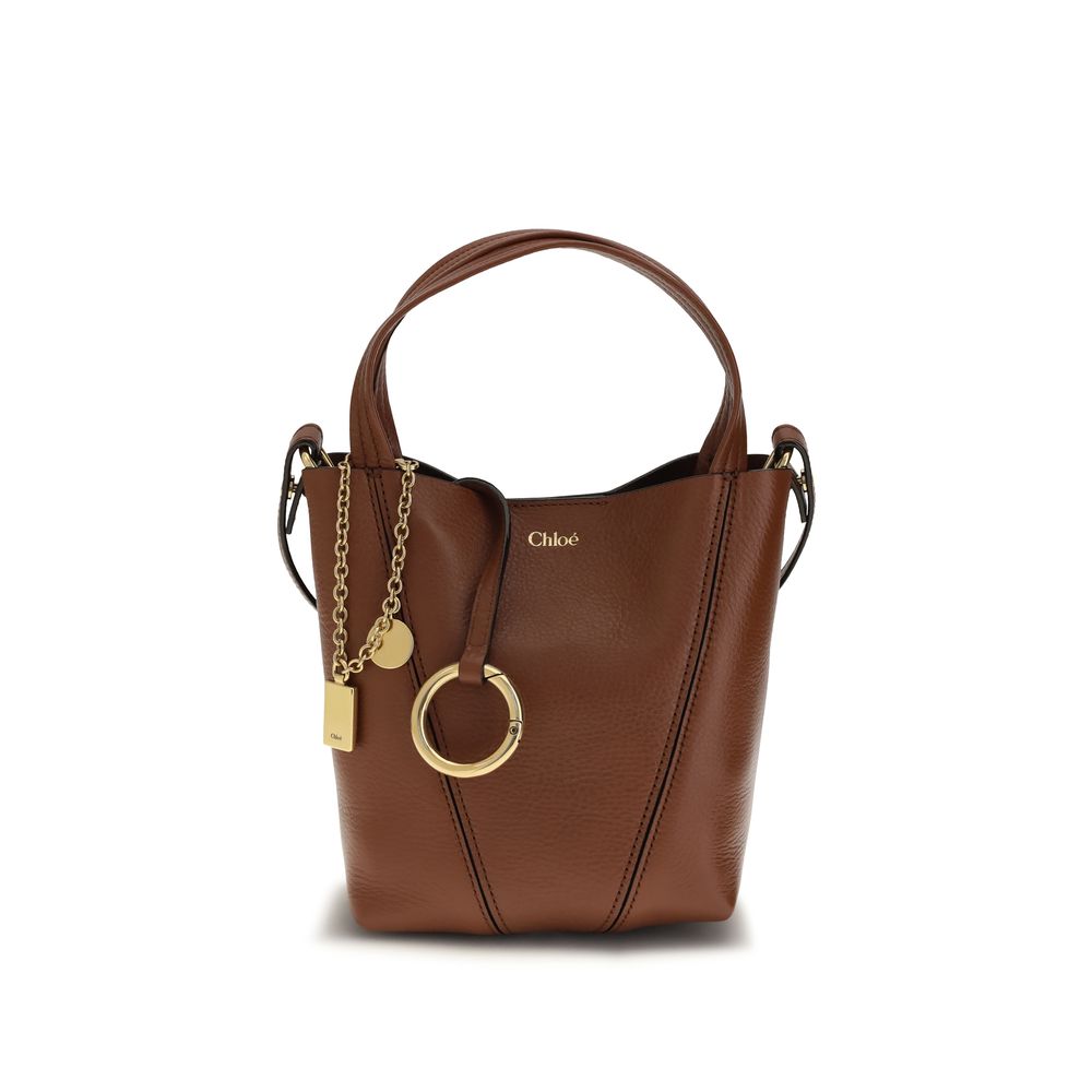 Chloé Spin Small Leather Bucket Shoulder Bag in Caramel Brown