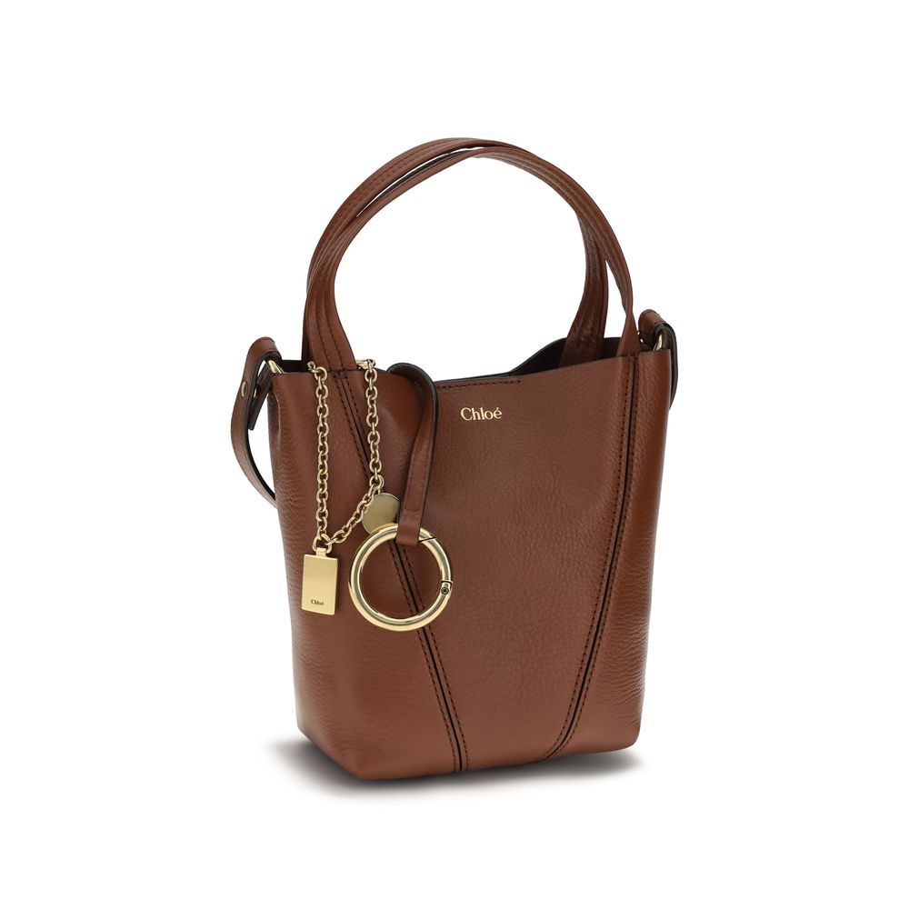 Chloé Spin Small Leather Bucket Shoulder Bag in Caramel Brown